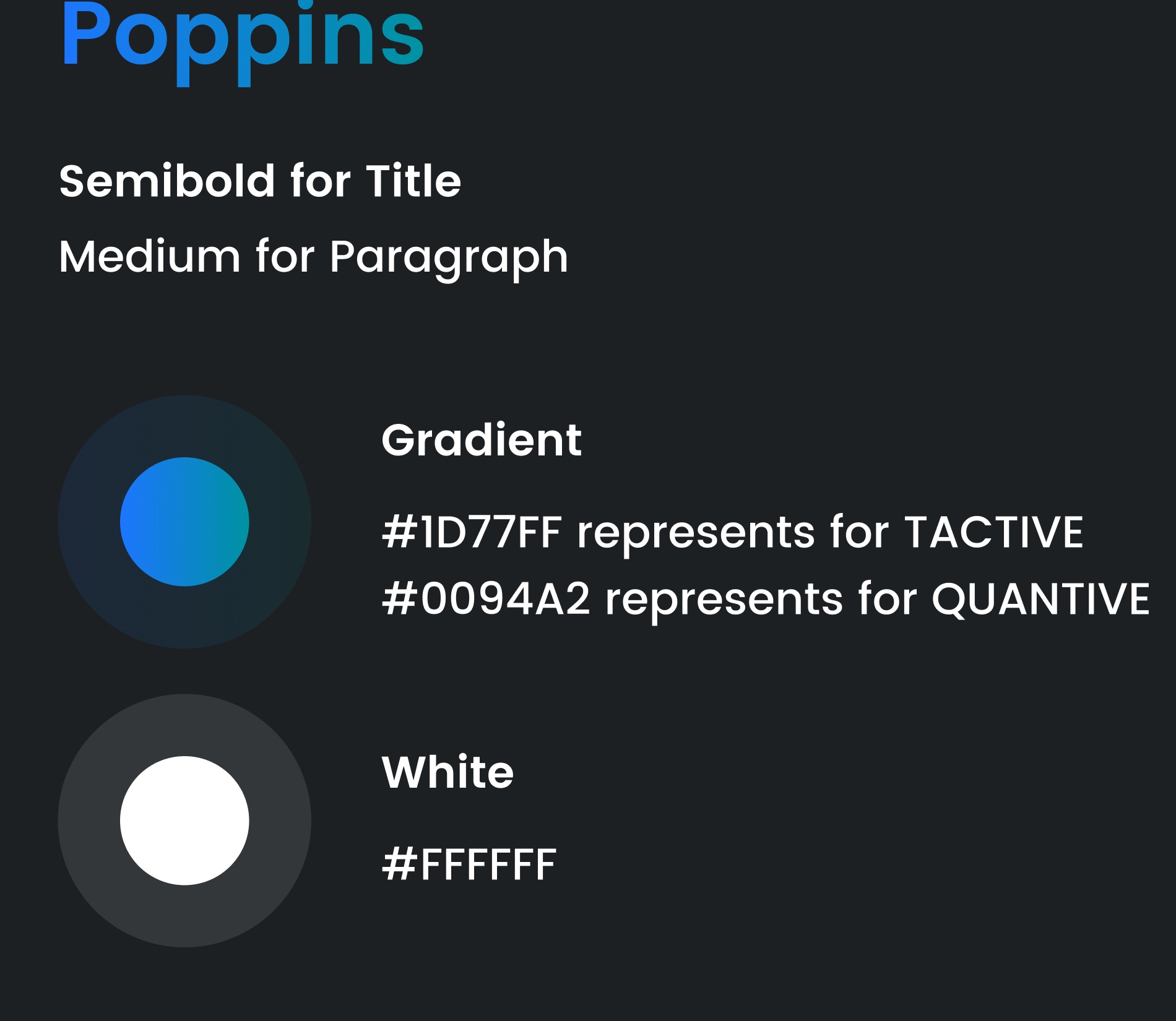 Kindai Research typography and colour system showing Poppins, product gradient colours and white