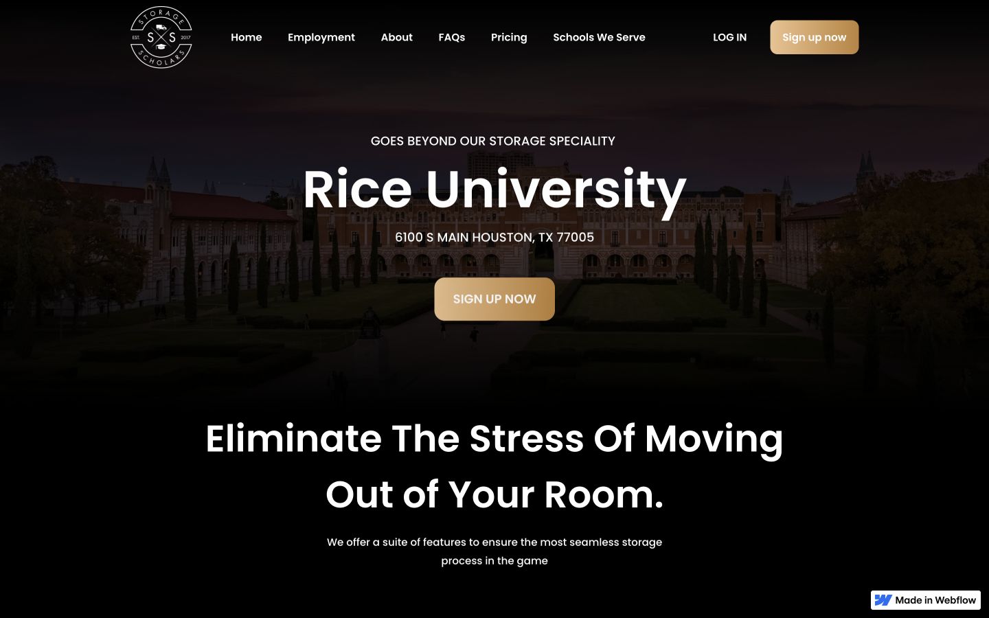 Published Storage Scholars school-specific route for Rice University