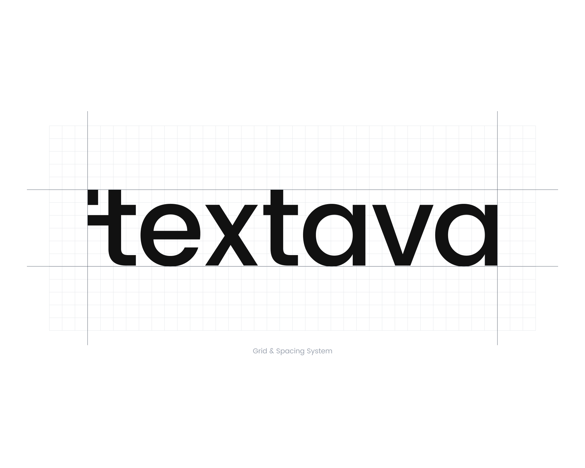 Textava logo construction, spacing and grid system
