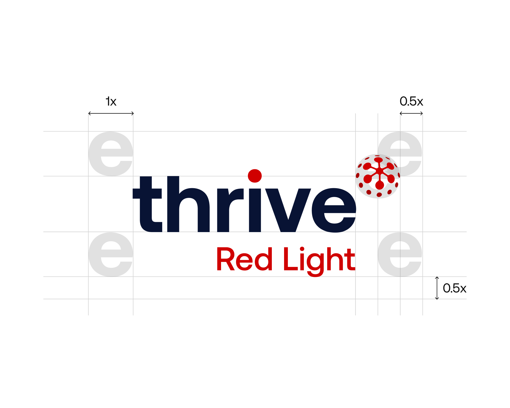 Documented Thrive Red Light logo construction and spacing
