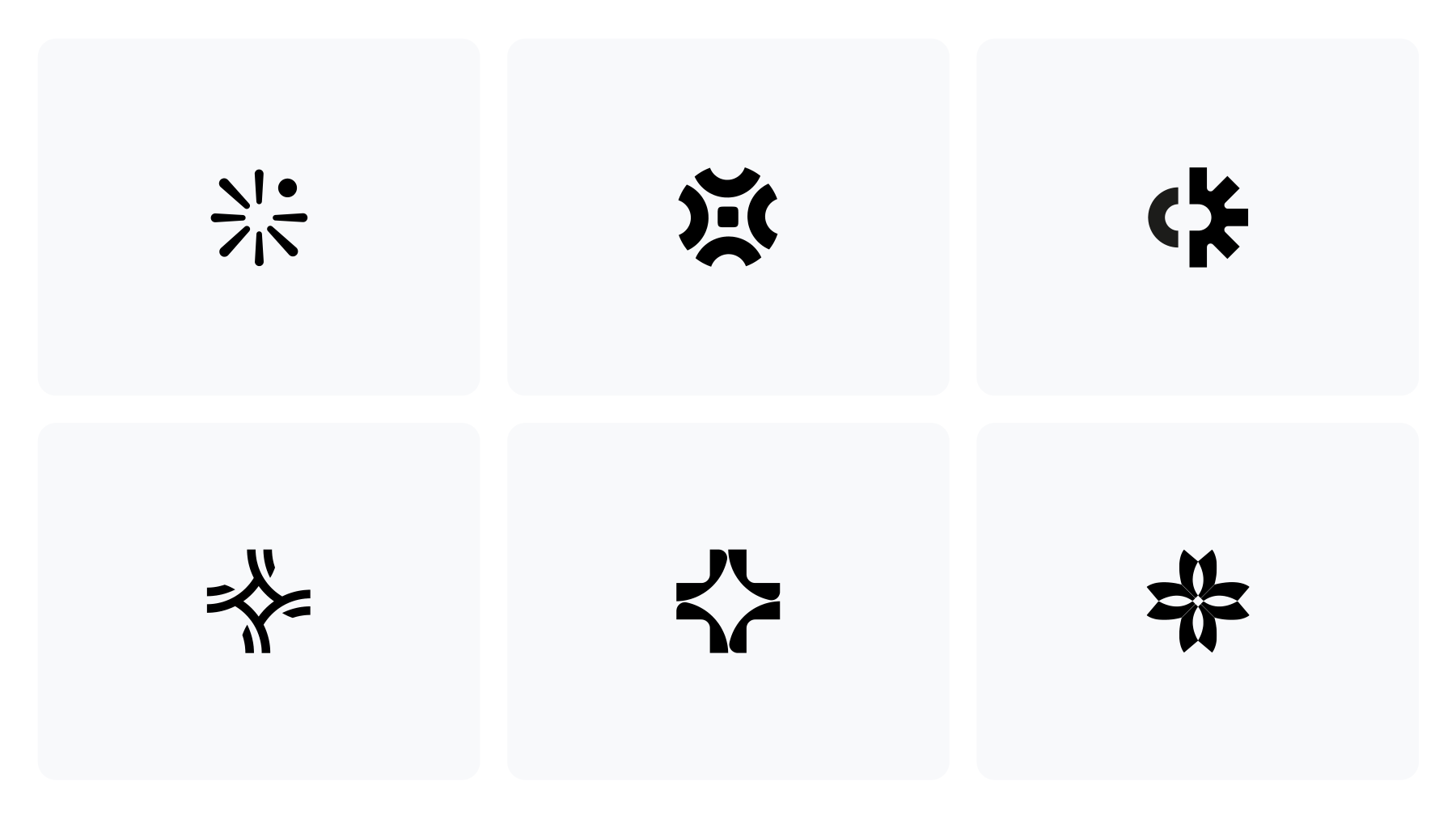 Six original Thrive logo concepts presented in the second concept deck